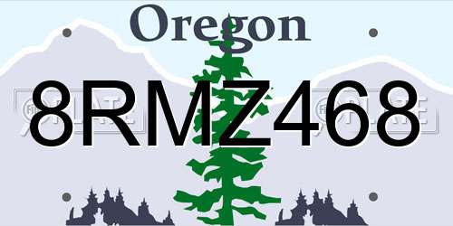 8RMZ468 Oregon License Plate