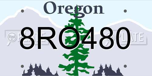 8RO480 Oregon License Plate