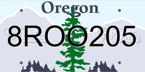8ROO205 Oregon License Plate