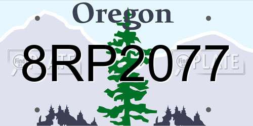 8RP2077 Oregon License Plate