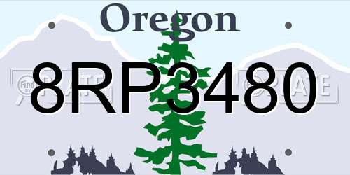 8RP3480 Oregon License Plate