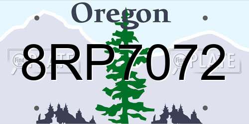 8RP7072 Oregon License Plate