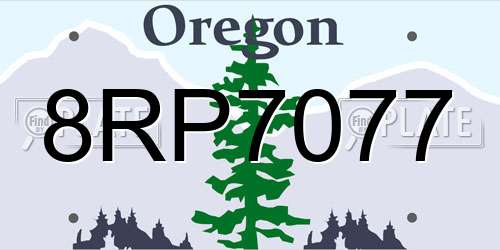 8RP7077 Oregon License Plate