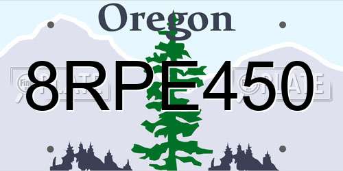8RPE450 Oregon License Plate