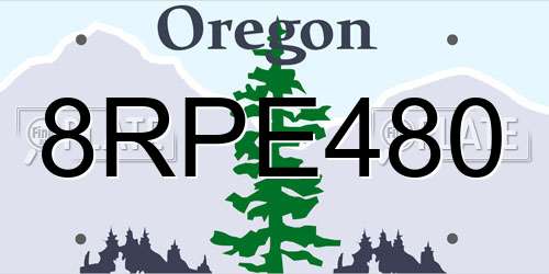8RPE480 Oregon License Plate