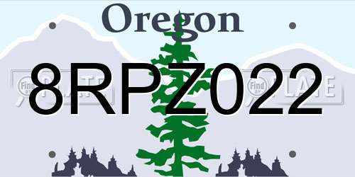 8RPZ022 Oregon License Plate