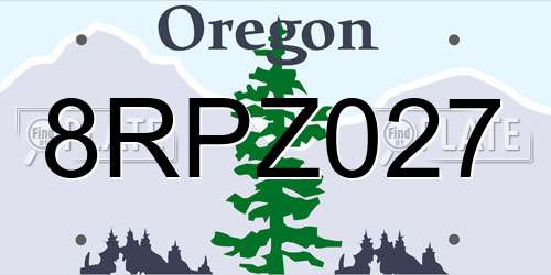 8RPZ027 Oregon License Plate