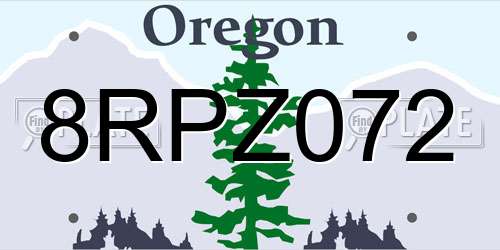 8RPZ072 Oregon License Plate