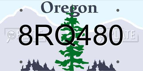 8RQ480 Oregon License Plate