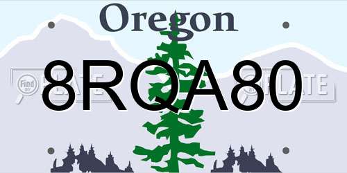 8RQA80 Oregon License Plate