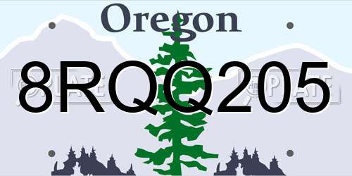 8RQQ205 Oregon License Plate