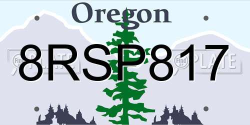 8RSP817 Oregon License Plate
