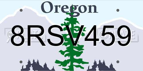 8RSV459 Oregon License Plate