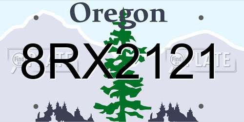 8RX2121 Oregon License Plate