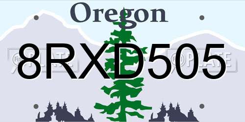 8RXD505 Oregon License Plate