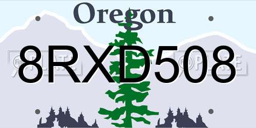 8RXD508 Oregon License Plate