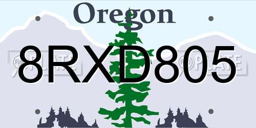 8RXD805 Oregon License Plate