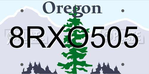 8RXO505 Oregon License Plate