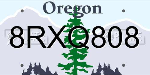 8RXQ808 Oregon License Plate
