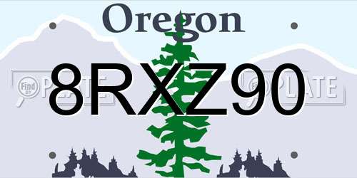8RXZ90 Oregon License Plate