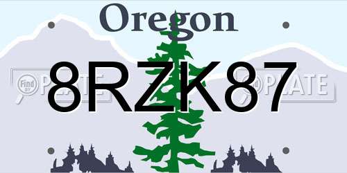 8RZK87 Oregon License Plate