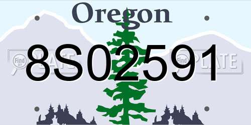 8S02591 Oregon License Plate