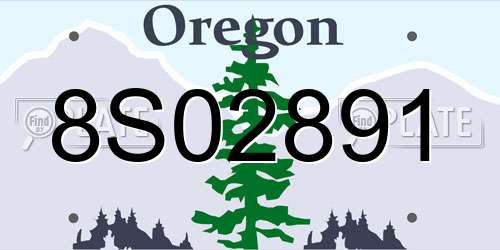 8S02891 Oregon License Plate