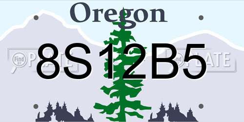8S12B5 Oregon License Plate