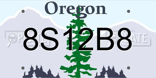 8S12B8 Oregon License Plate