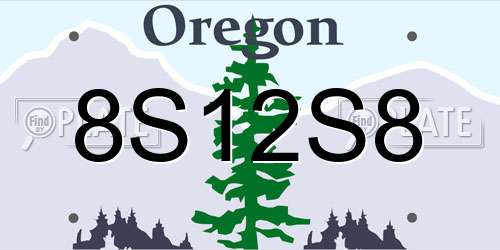 8S12S8 Oregon License Plate