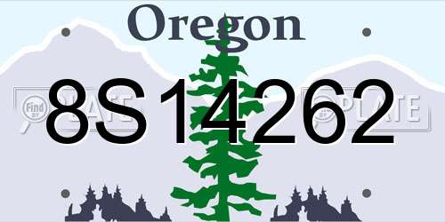 8S14262 Oregon License Plate