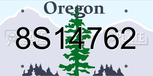 8S14762 Oregon License Plate
