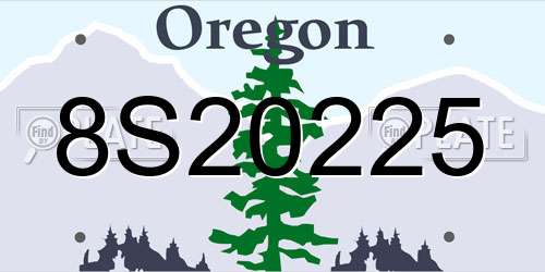 8S20225 Oregon License Plate