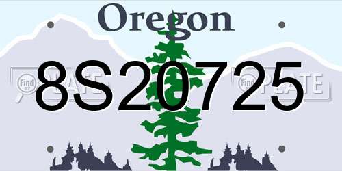 8S20725 Oregon License Plate