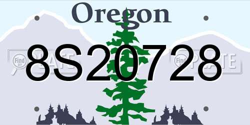 8S20728 Oregon License Plate