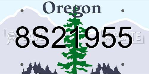 8S21955 Oregon License Plate