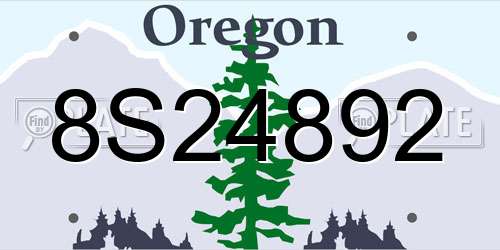 8S24892 Oregon License Plate