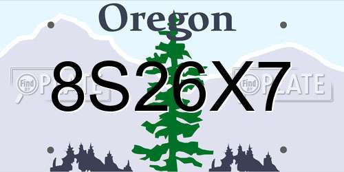 8S26X7 Oregon License Plate