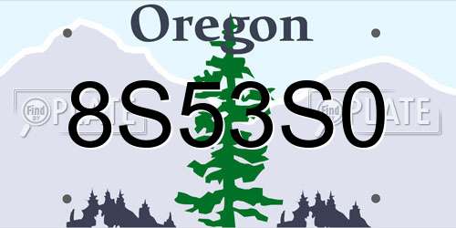 8S53S0 Oregon License Plate