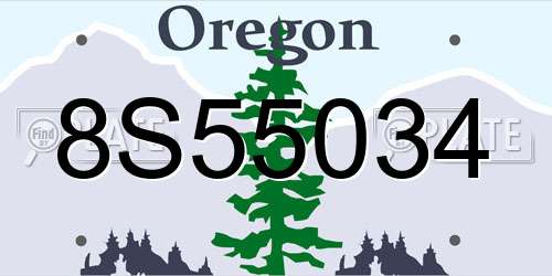 8S55034 Oregon License Plate