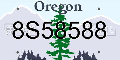 8S58588 Oregon License Plate