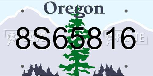 8S65816 Oregon License Plate