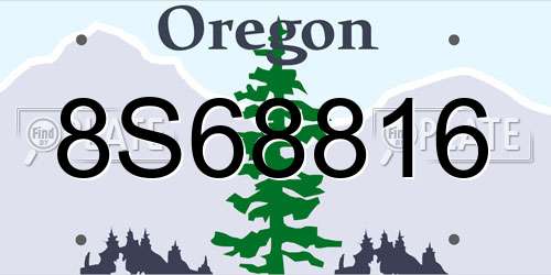8S68816 Oregon License Plate