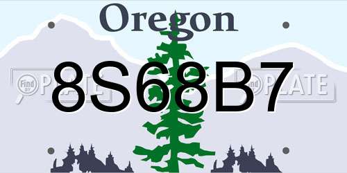 8S68B7 Oregon License Plate