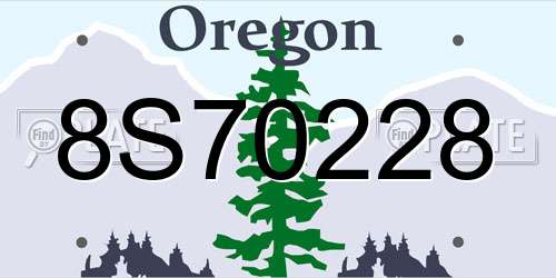 8S70228 Oregon License Plate