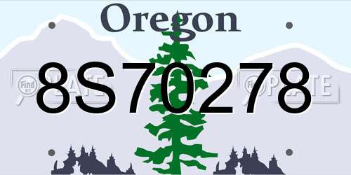 8S70278 Oregon License Plate