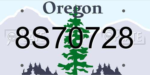 8S70728 Oregon License Plate