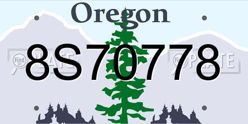 8S70778 Oregon License Plate