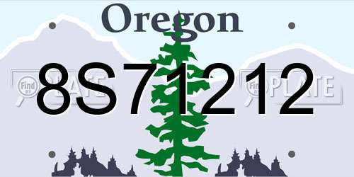 8S71212 Oregon License Plate