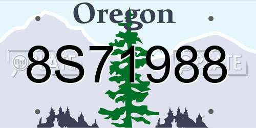 8S71988 Oregon License Plate